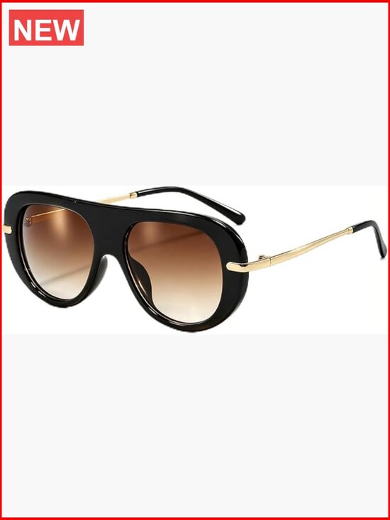 Retro Oversized Aviator Sunglasses UV400 Protection Vintage Shield Shades main image 7